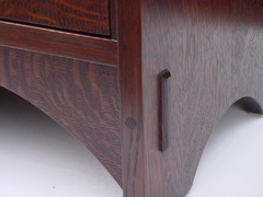 Detail showing pegged true through-tenon construction.